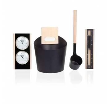 Saunaispa | Набор для сауны SPATONI SP-102 (Ведро, ковш, часы, термогигрометр) 