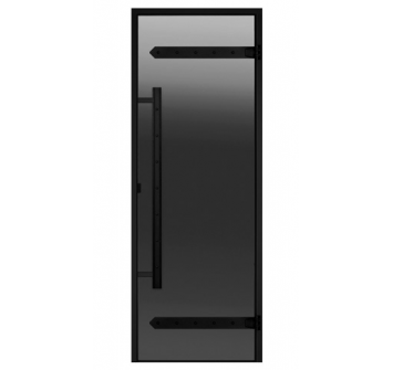 Saunaispa | Стеклянная дверь для сауны Harvia LEGEND 7/19, черная коробка сосна, серая 